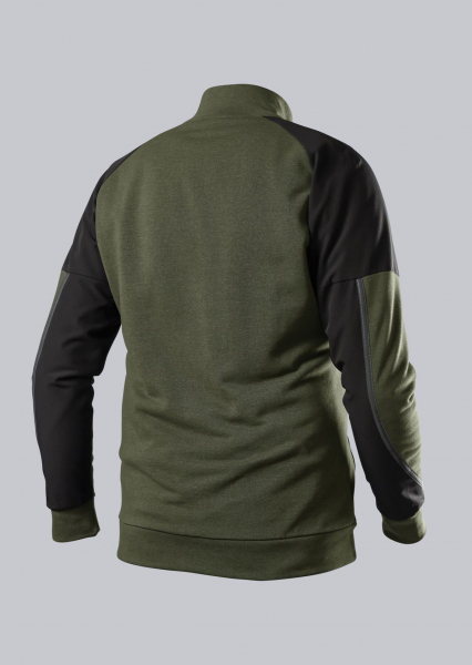 BP-Worker-Shirts, Herren-Sweatshirt-Troyer, BP-Worker-Shirts,lus Modern Stretch, oliv/schwarz