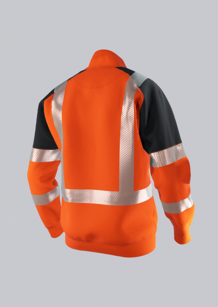 BP-Warnschutz-Sweatshirt-Troyer, 320 g/m², warnorange/anthrazit
