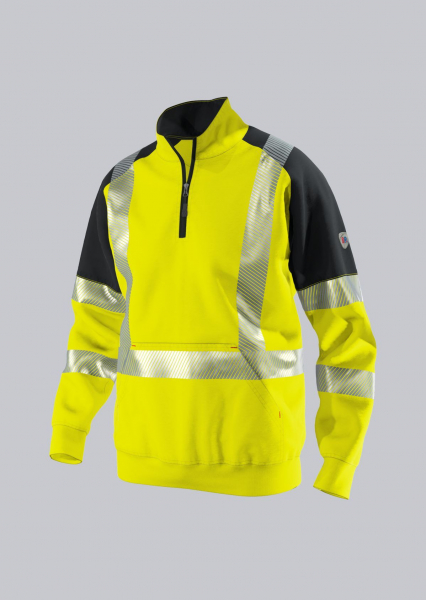 BP-Warnschutz-Sweatshirt-Troyer, 320 g/m², warngelb/anthrazit