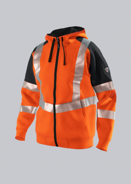 BP-Warnschutz-Sweatjacke mit Kapuze, 320 g/m², warnorange/anthrazit