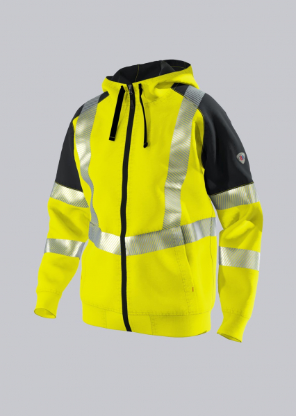 BP-Warnschutz-Sweatjacke mit Kapuze, 320 g/m², warngelb/anthrazit