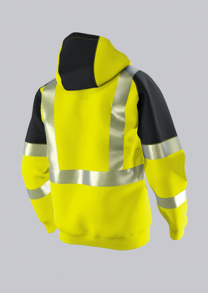 BP-Warnschutz-Sweatjacke mit Kapuze, 320 g/m², warngelb/anthrazit