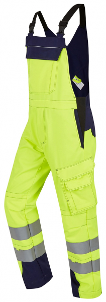ROFA-Warnschutz, Latzhose, Vis Line, 340 g/m², leuchtgelb/marine