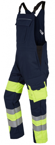 ROFA-Warnschutz, Latzhose, Vis Line, 340 g/m², marine/leuchtgelb