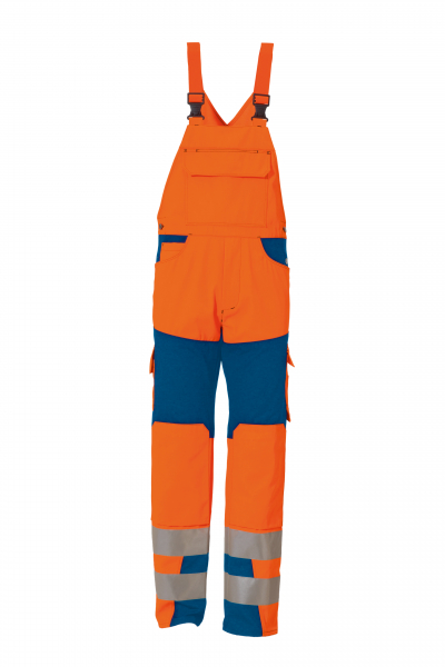 ROFA-Warnschutz, Warn-Schutz-Latzhose, Newline, ca. 290 g/m², leuchtorange-kornblau