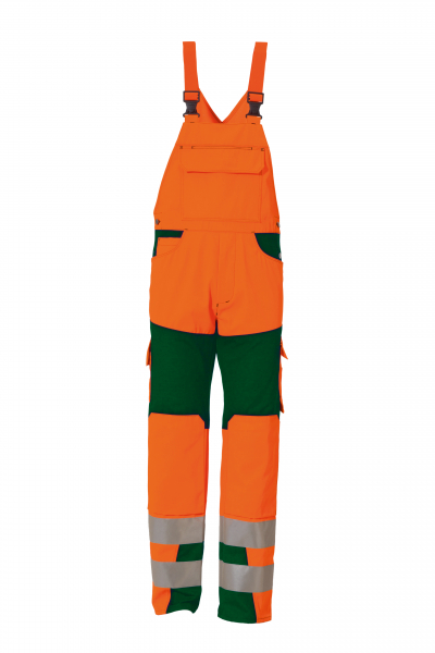 ROFA-Warnschutz, Warn-Schutz-Latzhose, Newline, ca. 290 g/m², leuchtorange-grün