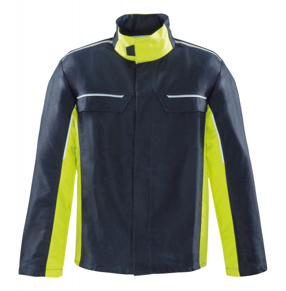ROFA-Schweißer-Schutz, Schweißerjacke, Arbeits-Berufs-Jacke, Bikerjacke, ALU Splash, ca. 375 g/m², navy-leuchtgelb