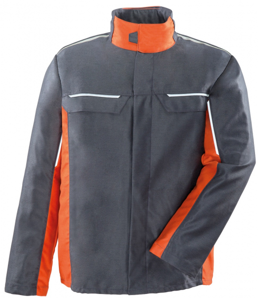 ROFA-Schweißer-Schutz, Schweißerjacke, Arbeits-Berufs-Jacke, Bikerjacke, ALU Splash, ca. 375 g/m², grau-orange