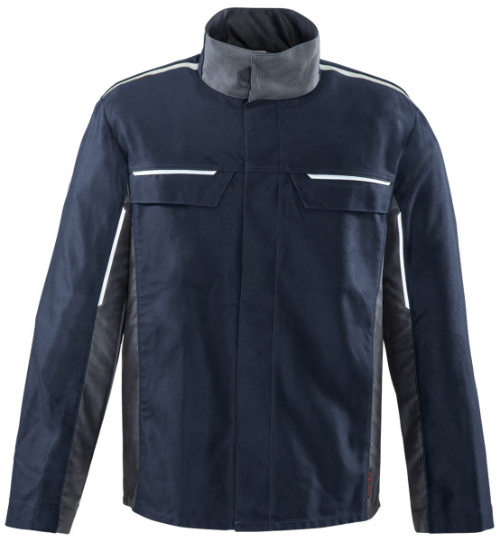 ROFA-Schweißer-Schutz, Schweißerjacke, Arbeits-Berufs-Jacke, Bikerjacke, ALU Splash, ca. 375 g/m², navy-grau