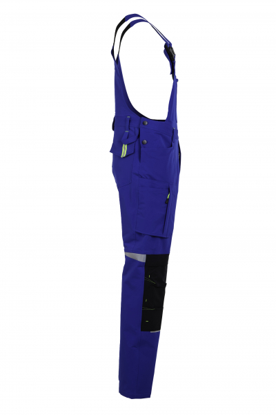 Planam-rECOline Latzhose kornblumenblau/schwarz