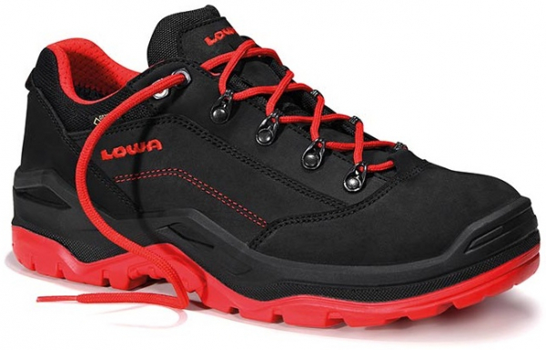 ELTEN-Footwear, LOWA-S3-Arbeits-Berufs-Sicherheits-Schuhe, RENEGADE WORK GTX red Low, schwarz/rot