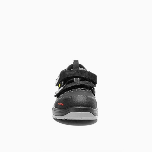 ELTEN-Footwear, S1P-Arbeits-Berufs-Sicherheits-Sandalen, mit Klettverschluss, LASLO ESD, schwarz