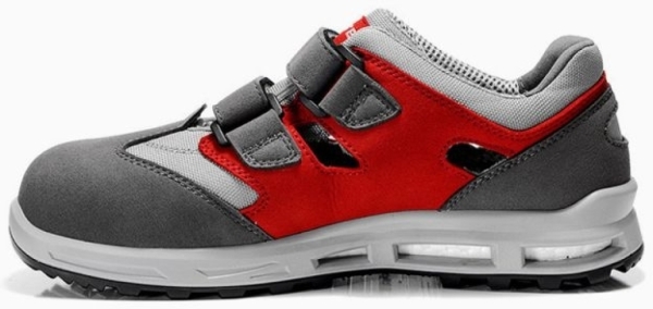 ELTEN-Footwear, S1-WELLMAXX-Arbeits-Berufs-Sicherheits-Sandalen, TRAVIS Esay, ESD, grau-rot