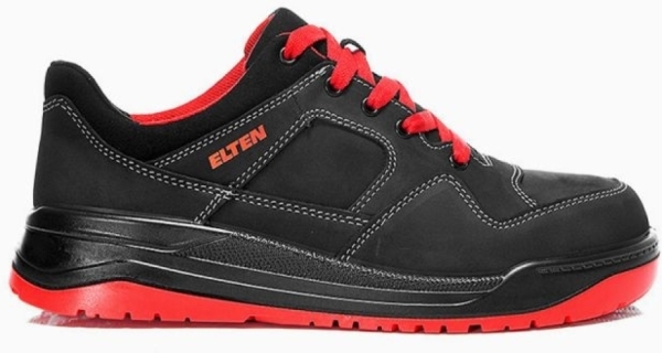 ELTEN-Footwear, S3-Arbeits-Berufs-Sicherheits-Schuhe, Halbschuhe, Maverick Black-Red Low, Esd, schwarz/rot