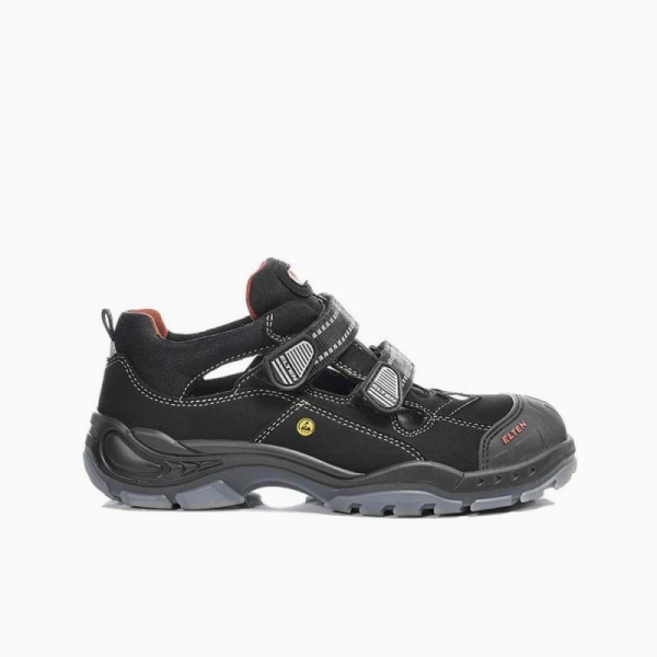 ELTEN-Footwear, S1P-Arbeits-Berufs-Sicherheits-Sandalen, SCOTT PRO ESD, mit Überkappe, schwarz