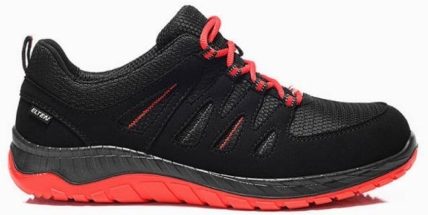 ELTEN-Footwear, S3-Arbeits-Berufs-Sicherheits-Schuhe, Halbschuhe, MADDOX BLACK-RED-LOW, ESD, schwarz/rot