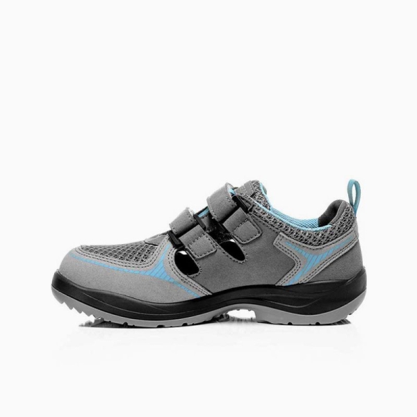 ELTEN-Footwear, S1-Damen-Arbeits-Berufs-Sicherheits-Sandalen, mit Klettverschluss, MILA EASY ESD, grau