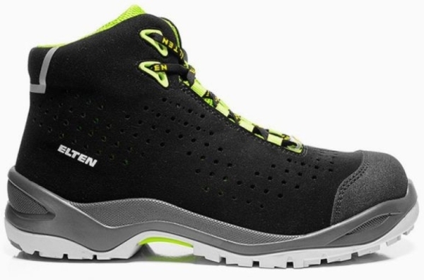ELTEN-Footwear, S1P-Arbeits-Berufs-Sicherheits-Schuhe, Hochschuhe, IMPULSE GREEN MID ESD, schwarz