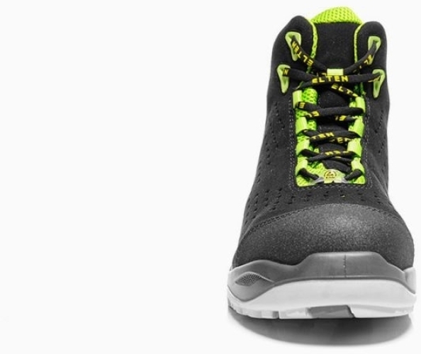 ELTEN-Footwear, S1P-Arbeits-Berufs-Sicherheits-Schuhe, Hochschuhe, IMPULSE GREEN MID ESD, schwarz