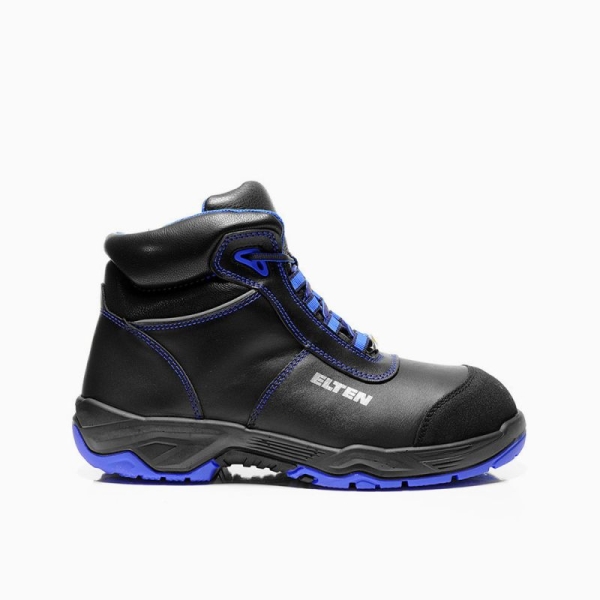 ELTEN-Footwear, S3-Arbeits-Berufs-Sicherheits-Schuhe, Schnürstiefel, REACTION blue Mid, ESD, schwarz/blau