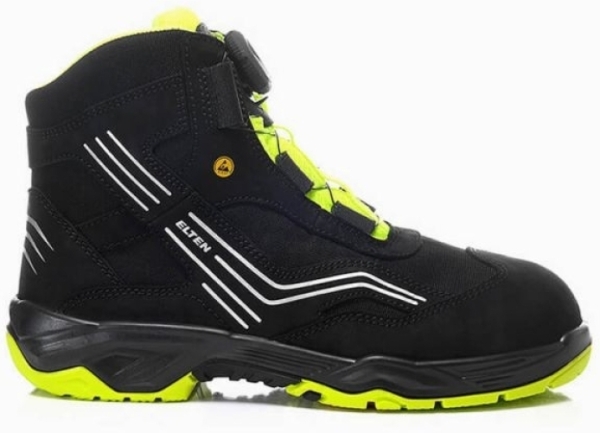 ELTEN-Footwear, S2-Arbeits-Berufs-Sicherheits-Schuhe, Hochschuhe, AMBITION BOA MID, ESD, schwarz/gelb