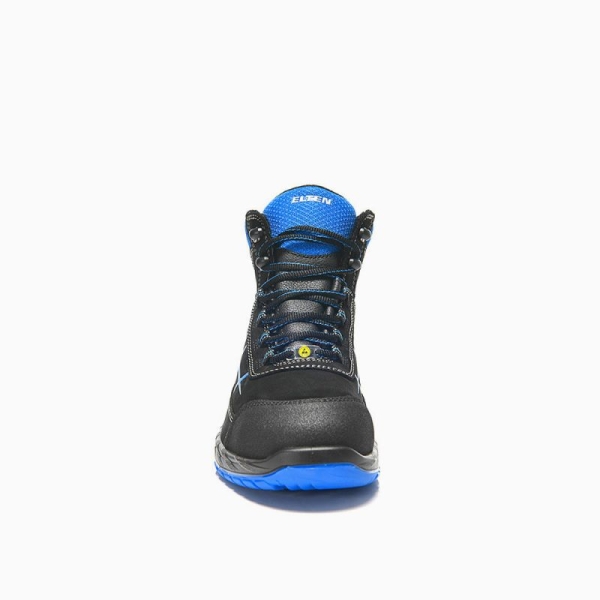 ELTEN-Footwear, S3-Arbeits-Berufs-Sicherheits-Schuhe, Schnürstiefel, MALVIN blue Mid, ESD, schwarz/blau