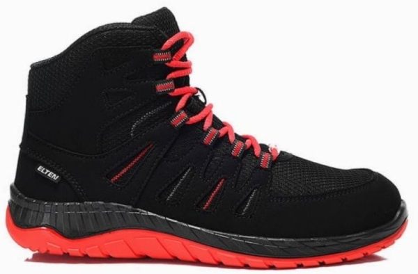 ELTEN-Footwear, S3-Arbeits-Berufs-Sicherheits-Schuhe, Schnürstiefel, MADDOX black-red Mid, ESD, schwarz/rot