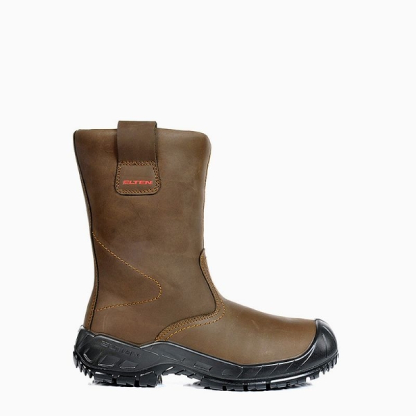ELTEN-Footwear, S3-Arbeits-Berufs-Sicherheits-Schuhe, Winter-Schlupfstiefel, RIGGER BOOT ESD, CI, braun