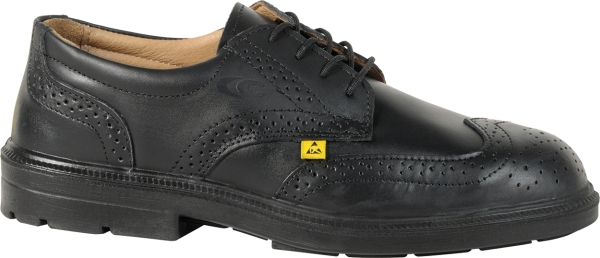 Cofra-GOLDEN ESD S1 FO SR, HALBSCHUH GELOCHTES LEDER SCHWARZ/LEDER HELL BRAUN (ESD)