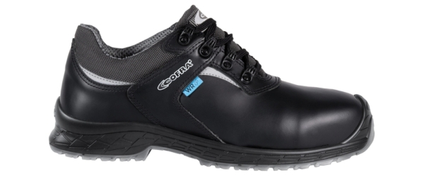 COFRA- S7S-Sicherheitshalbschuh CI LG SC FO SR, ALLIER, Leder, schwarz/grauer Stoff