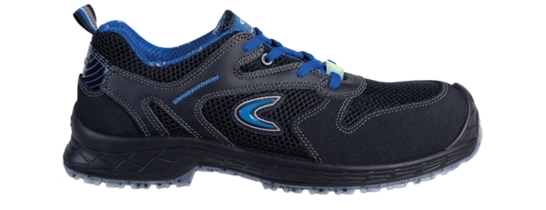COFRA- S1 PS-Sicherheitshalbschuh ESD, SLAM, Nylon-Leder, schwarz/blauer Stoff