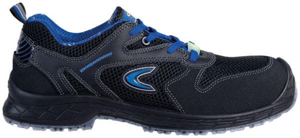COFRA- S1 PS-Sicherheitshalbschuh ESD, SLAM, Nylon-Leder, schwarz/blauer Stoff