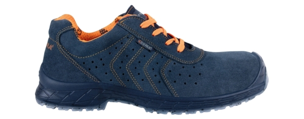 COFRA- S1 PS-Sicherheitshalbschuh LG SC FO SR, SCUIDO, velourleder, blau/oranger Stoff