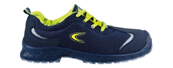 COFRA- S1 PS-Sicherheitshalbschuhe ESD, ELMO, Nylon-Leder, blau/gelber Stoff