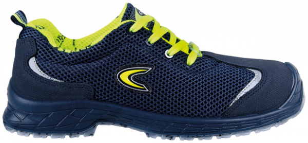COFRA- S1 PS-Sicherheitshalbschuhe ESD, ELMO, Nylon-Leder, blau/gelber Stoff