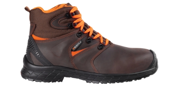 COFRA- S3S-Sicherheitshochschuhe CI LG SC FO SR, SIRET, Nubukleder, braun/oranger Stoff