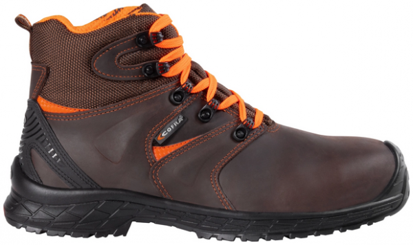 COFRA- S3S-Sicherheitshochschuhe CI LG SC FO SR, SIRET, Nubukleder, braun/oranger Stoff