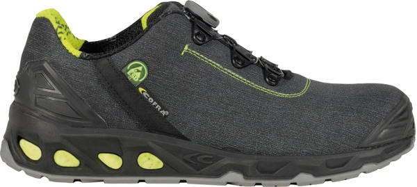 Cofra-LUX ESD S3S FO SR, HALBSCHUH LEDER GRAU/GELBER STOFF/APT SOHLE/ESD (BOA SYSTEM)
