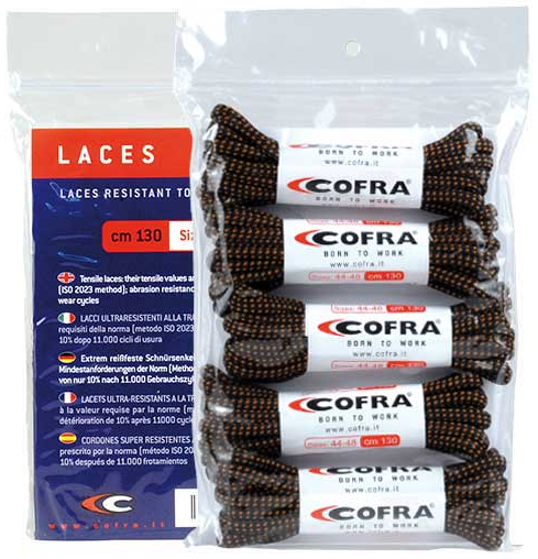 COFRA-BOW NERO/COGNAC, 5 Paar, Schnürsenkel, 90 cm, schwarz/braun