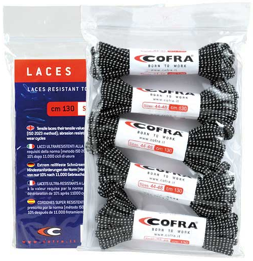 COFRA-BOW NERO/PERLA, 5 Paar, Schnürsenkel, 90 cm, schwarz/grau