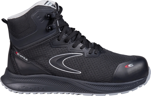 Cofra-ARIA ESD S3S HRO SC FO SR, HOCHSCHUH NYLON-MICROFASER SCHWARZ/HELL GRAUER STOFF/FPT/ESD