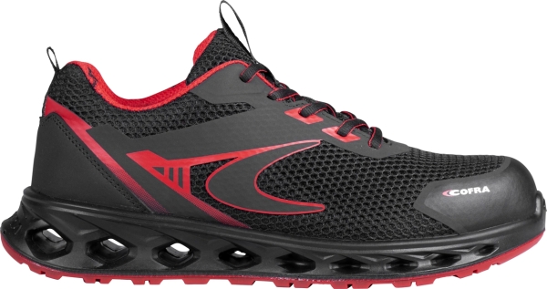 Cofra-VASTNESS ESD S1 PS FO SR, HALBSCHUH NYLON SCHWARZ/ROTER STOFF/FPT ZWISCHENSOHLE/ESD
