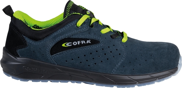 Cofra-TRIPLING S1PS FO SR, HALBSCHUH VELOURLEDER BLAU-SCHWARZ/GELBER STOFF/APT ZWINSCH.