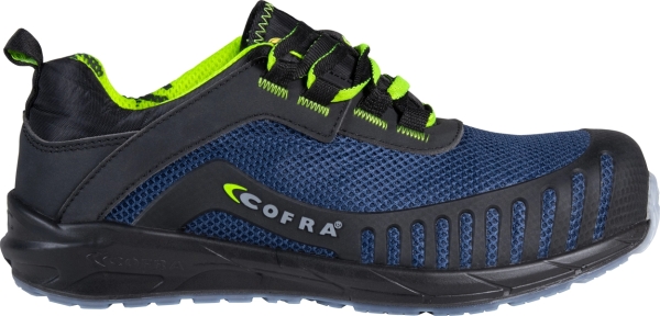 Cofra-ISOMETRY ESD S1PS SC FO SR, HALBSCHUH NYLON-MICROFASER BLAU-SCHWARZ/GELBER STOFF/APT/ESD