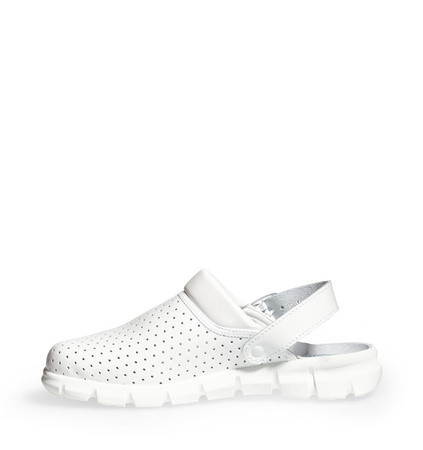 ABEBA-Footwear, Dynamic-OB-Damen-und Herren-Arbeits-Berufs-Slipper, Glattleder perforiert, weiß