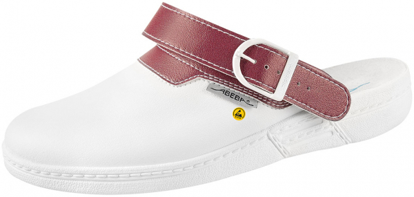 ABEBA-Footwear, THE ORIGINAL-OB-Damen-und Herren-Arbeits-Berufs-Sicherheits-Clogs, ESD, weiß/beere