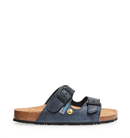 ABEBA-Footwear, Damen-und Herren-Arbeits-Berufs-Sicherheits-Pantoletten, Nature mit Korkfußbett 4086 blau