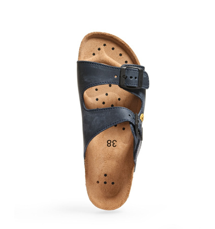 ABEBA-Footwear, Damen-und Herren-Arbeits-Berufs-Sicherheits-Pantoletten, Nature mit Korkfußbett 4086 blau