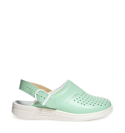 ABEBA-Footwear, Damen-Arbeits-Berufs-Sicherheits-Clogs, Original 7090 mint/weiß