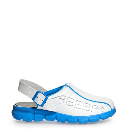 ABEBA-Footwear, Damen- und Herren-Arbeits-Berufs-Sicherheits-Slipper, Dynmic 7312 weiß/blau